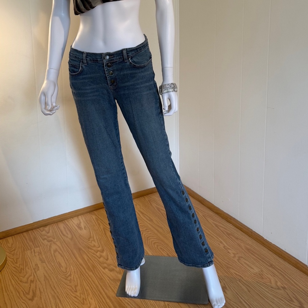 Y2K Arden B Sz 6, 28 Waist, Denim Jeans, Button Snaps, 32 inseam